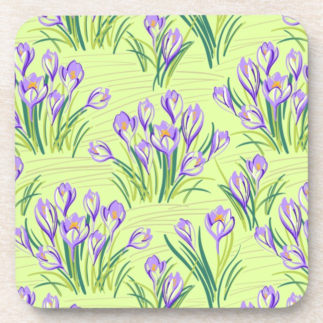 Crocuses on light green coaster (Front)