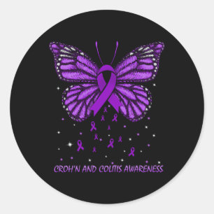 Croh'N And Colitis Awareness Butterfly Classic Round Sticker