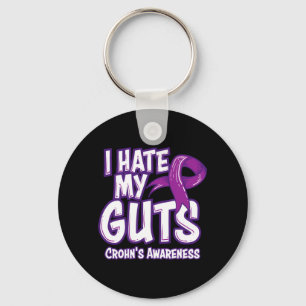 Crohns Awareness Gift Funny Hate Guts Purple Key Ring