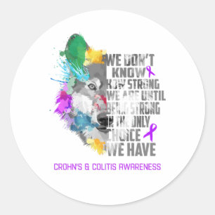 Crohn's & Colitis Awareness Ribbon Support Gifts Classic Round Sticker
