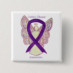 Crohn's Disease Awareness Angel Purple Ribbon Pin