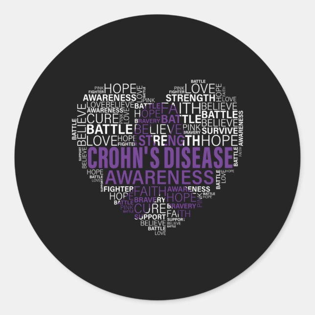 Crohn'S Disease Awareness Fight Hope Support Stron Classic Round Sticker (Front)