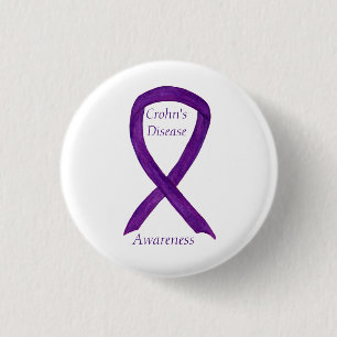 Crohn's Disease Awareness Purple Ribbon Custom Pin