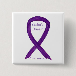 Crohn's Disease Awareness Purple Ribbon Custom Pin