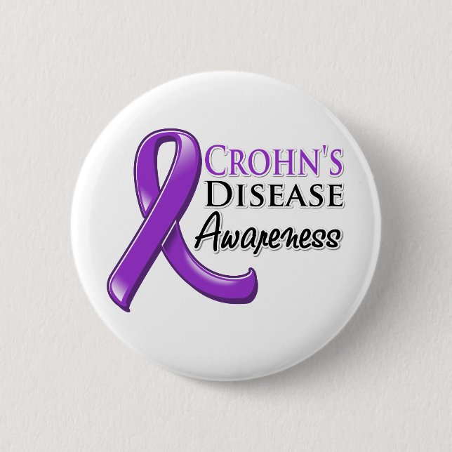 Crohn's Disease Awareness Ribbon 6 Cm Round Badge (Front)
