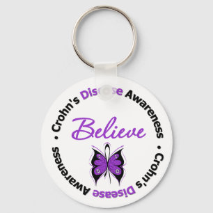 Crohn's Disease Believe Awareness Butterfly Key Ring