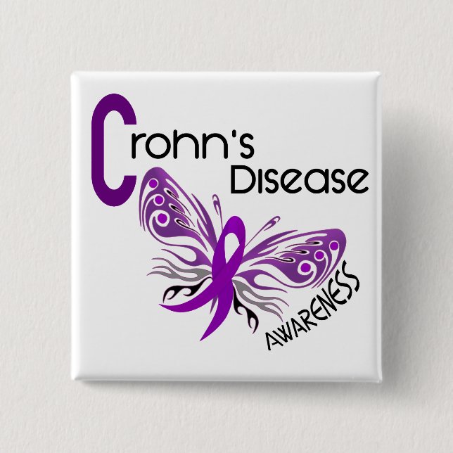 Crohn's Disease BUTTERFLY 3 15 Cm Square Badge (Front)