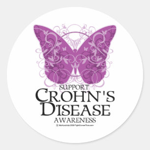 Crohn's Disease Butterfly Classic Round Sticker