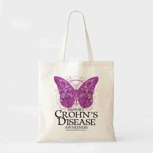 Crohn's Disease Butterfly Tote Bag (Front)