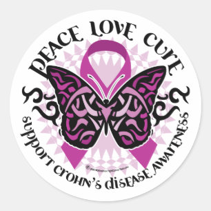 Crohn's Disease Butterfly Tribal Classic Round Sticker