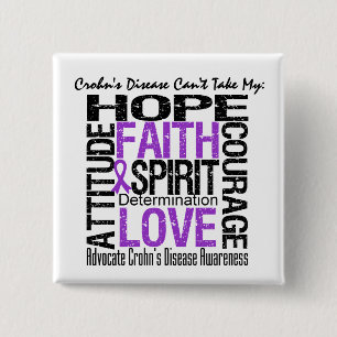 Crohn's Disease Can't Take My Hope Collage 15 Cm Square Badge