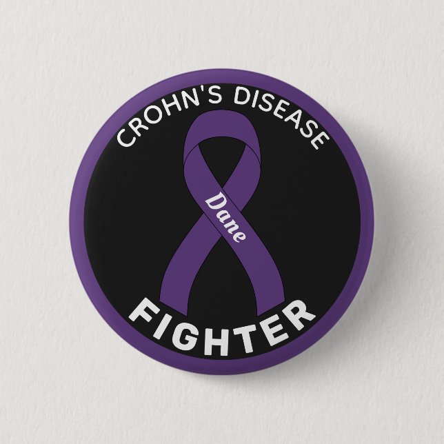 Crohn's Disease Fighter Ribbon Black Button (Front)