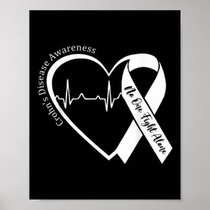Crohns Disease Heart Support Purple Ribbon Crohns  Poster