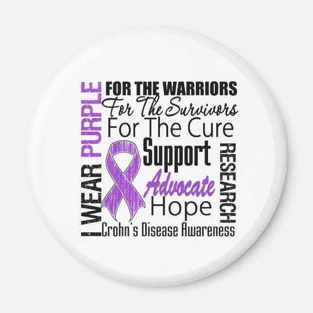 Crohn's Disease I Wear Purple Ribbon Magnet (Front)