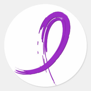 Crohn's Disease Purple Ribbon A4 Classic Round Sticker