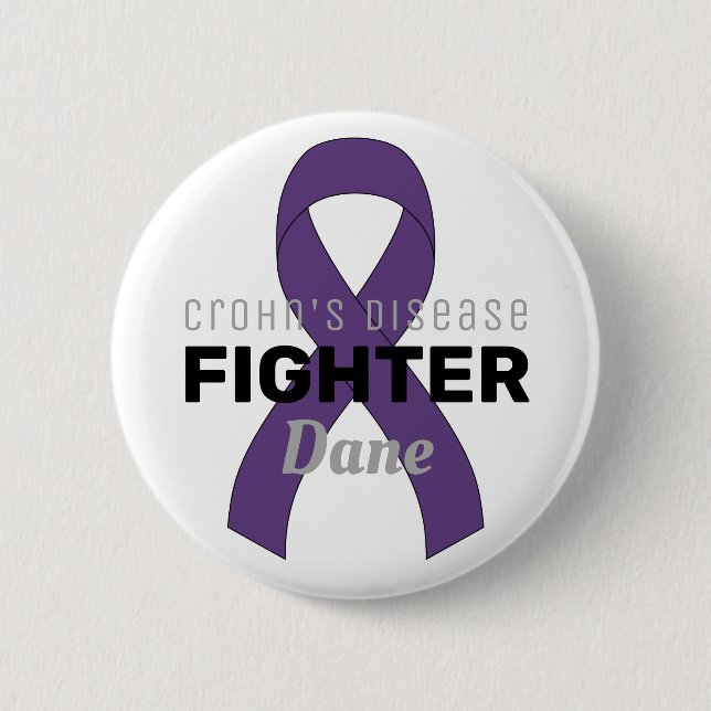 Crohn's Disease Ribbon White Button (Front)