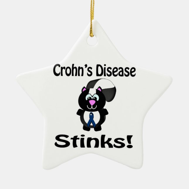 Crohns Disease Stinks Skunk Awareness Design Ceramic Tree Decoration (Front)