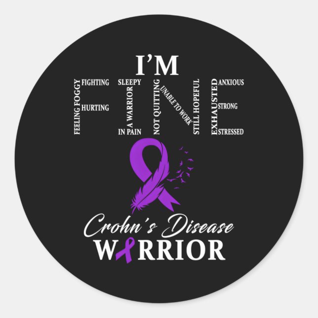 Crohn'S Disease Warrior I'M Fine Classic Round Sticker (Front)
