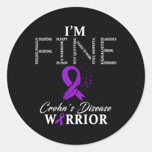 Crohn'S Disease Warrior I'M Fine Classic Round Sticker