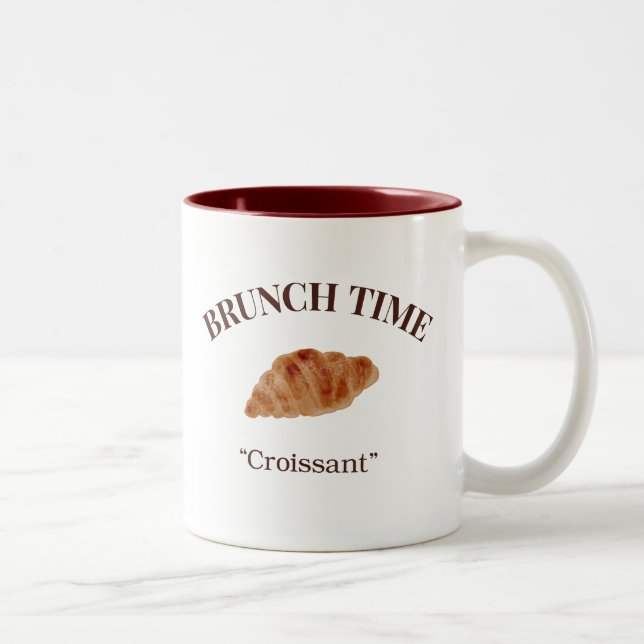 Croissant brunch time Two-Tone coffee mug (Right)