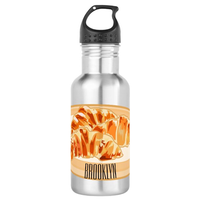 Croissant cartoon illustration 532 ml water bottle (Front)