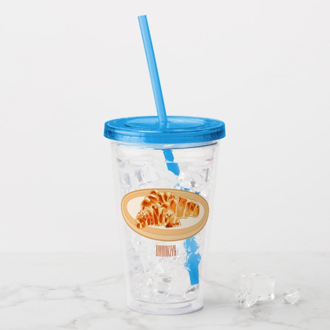 Croissant cartoon illustration acrylic tumbler (Front Ice)
