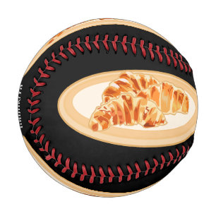 Croissant cartoon illustration  baseball