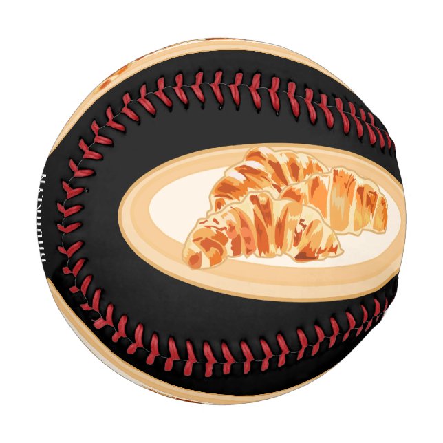 Croissant cartoon illustration  baseball (Front Left)