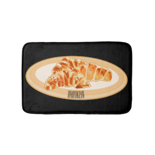 Croissant cartoon illustration bath mat