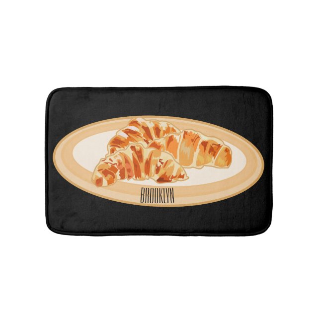 Croissant cartoon illustration  bath mat (Front)
