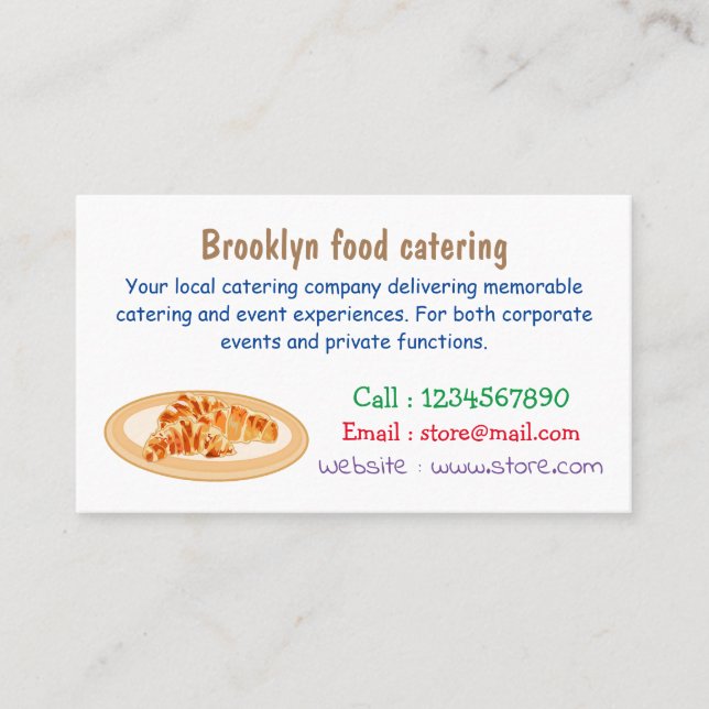 Croissant cartoon illustration business card (Front)