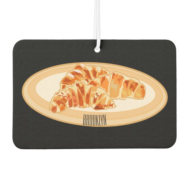 Croissant cartoon illustration car air freshener (Front)