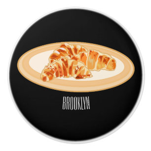 Croissant cartoon illustration ceramic knob