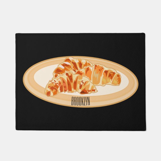 Croissant cartoon illustration doormat (Front)