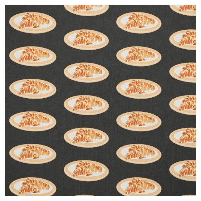 Croissant cartoon illustration fabric (Swatch)