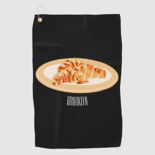 Croissant cartoon illustration golf towel