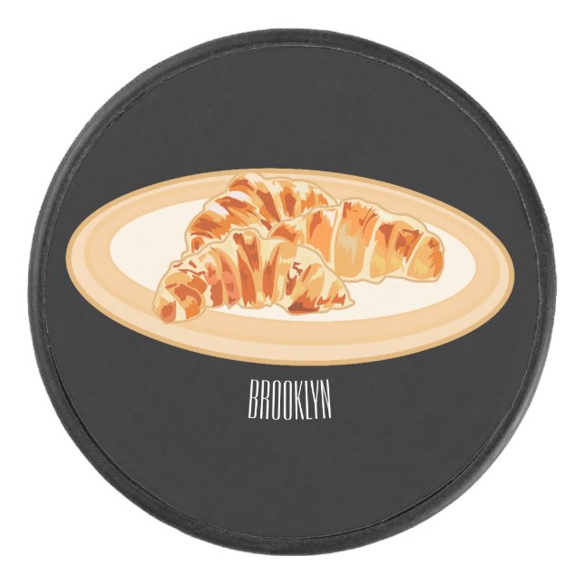 Croissant cartoon illustration hockey puck (Front)