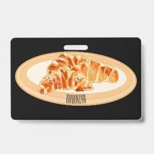 Croissant cartoon illustration  ID badge