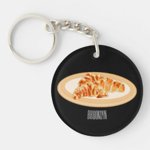 Croissant cartoon illustration key ring