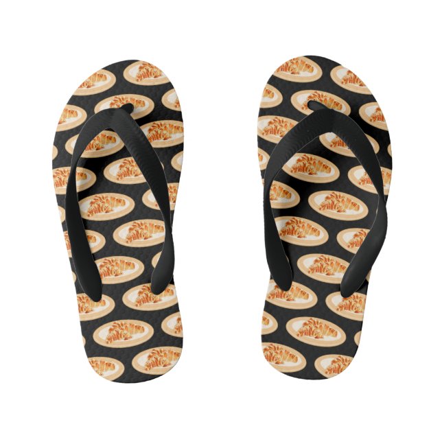 Croissant cartoon illustration kid's flip flops (Footbed)