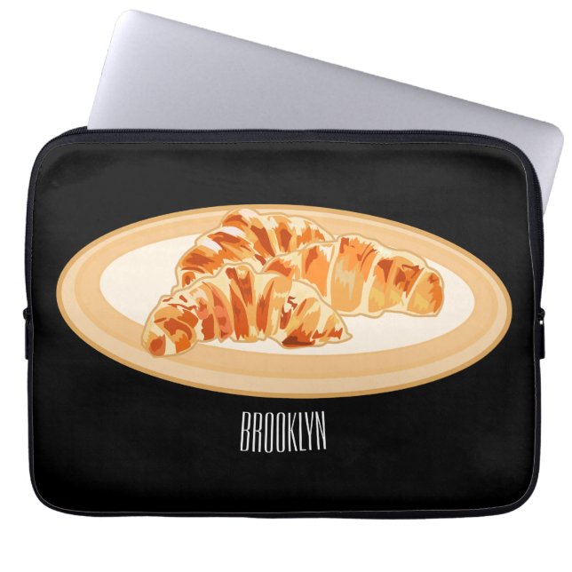 Croissant cartoon illustration  laptop sleeve (Front)