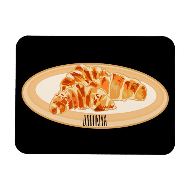 Croissant cartoon illustration  magnet (Horizontal)