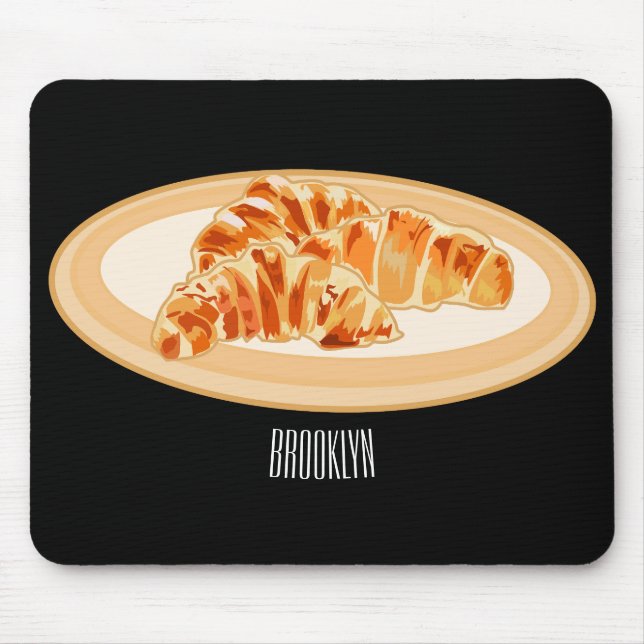 Croissant cartoon illustration  mouse mat (Front)