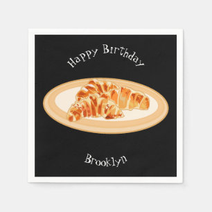 Croissant cartoon illustration  napkin