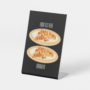 Croissant cartoon illustration pedestal sign
