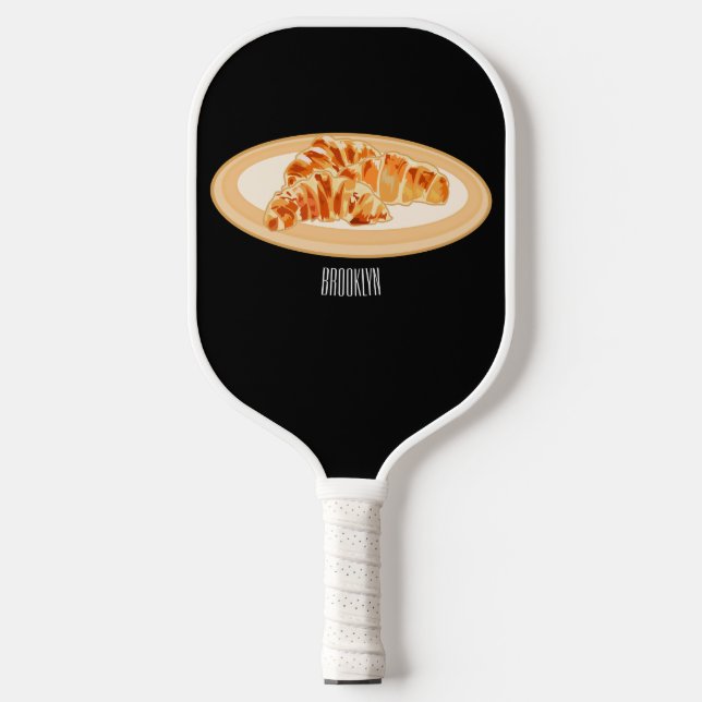 Croissant cartoon illustration  pickleball paddle (Front)
