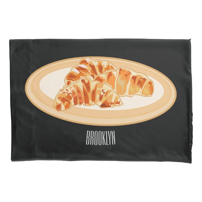Croissant cartoon illustration  pillowcase (Front)
