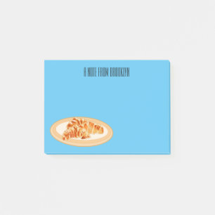 Croissant cartoon illustration  post-it notes
