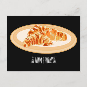 Croissant cartoon illustration   postcard