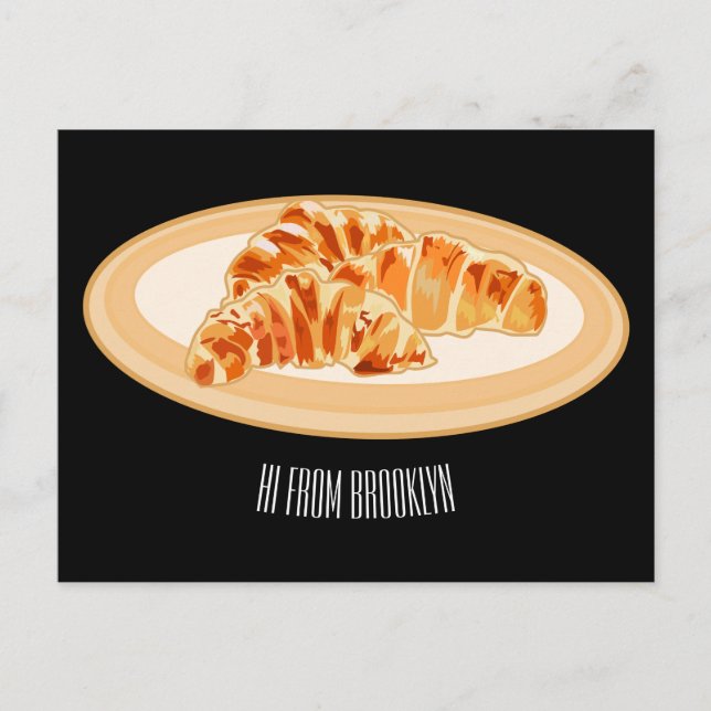 Croissant cartoon illustration   postcard (Front)